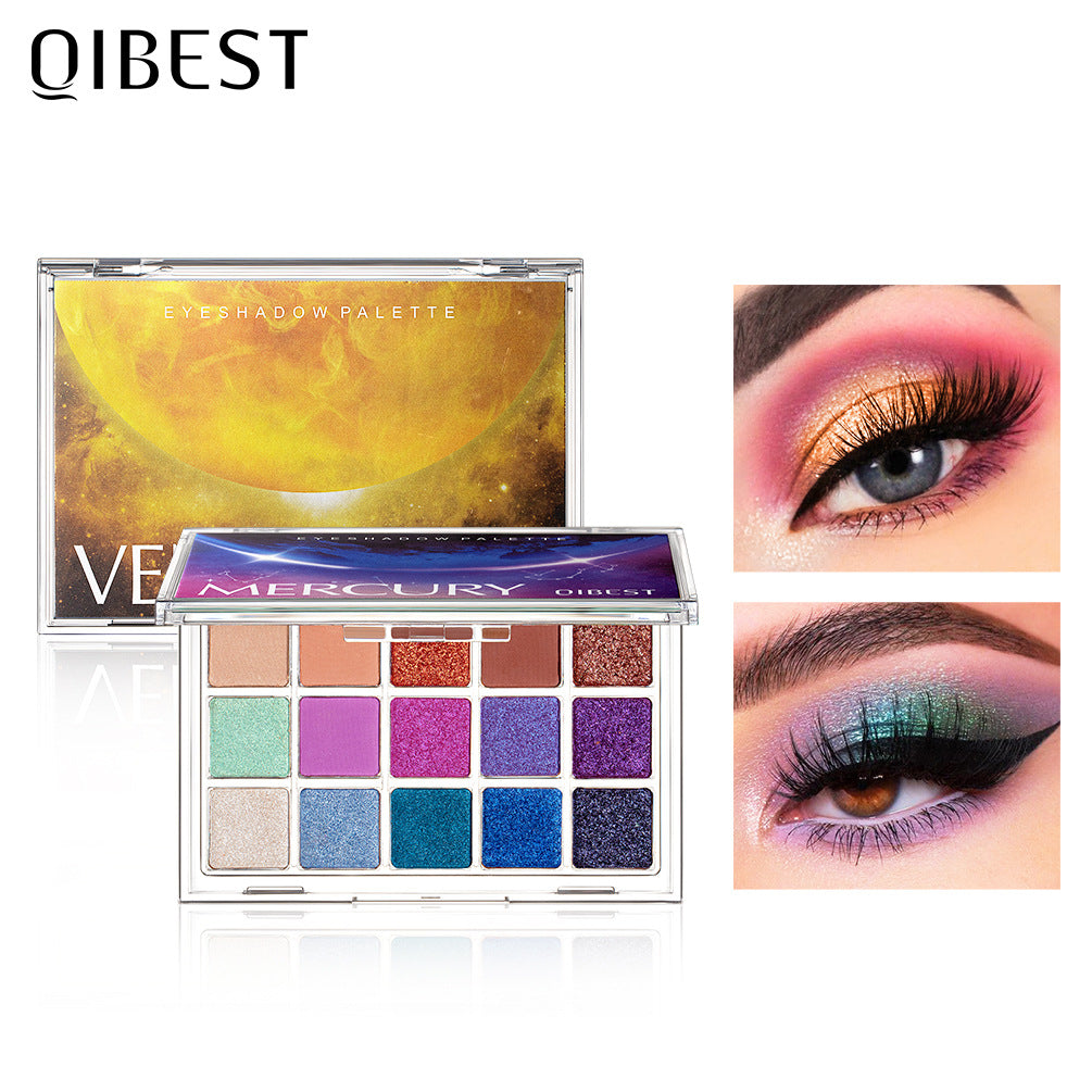 QIBEST Sombra de Ojos Estrellada - 15 Tonos Perlescentes Terrosos