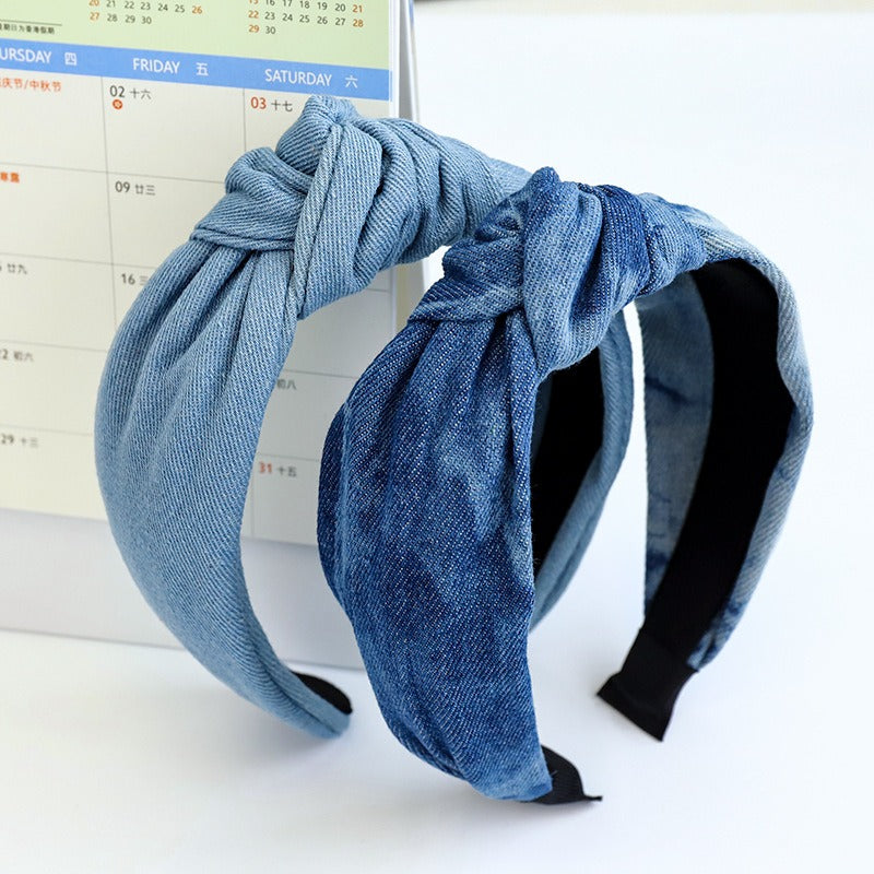 Bandeau en tissu denim noué à la mode pour filles