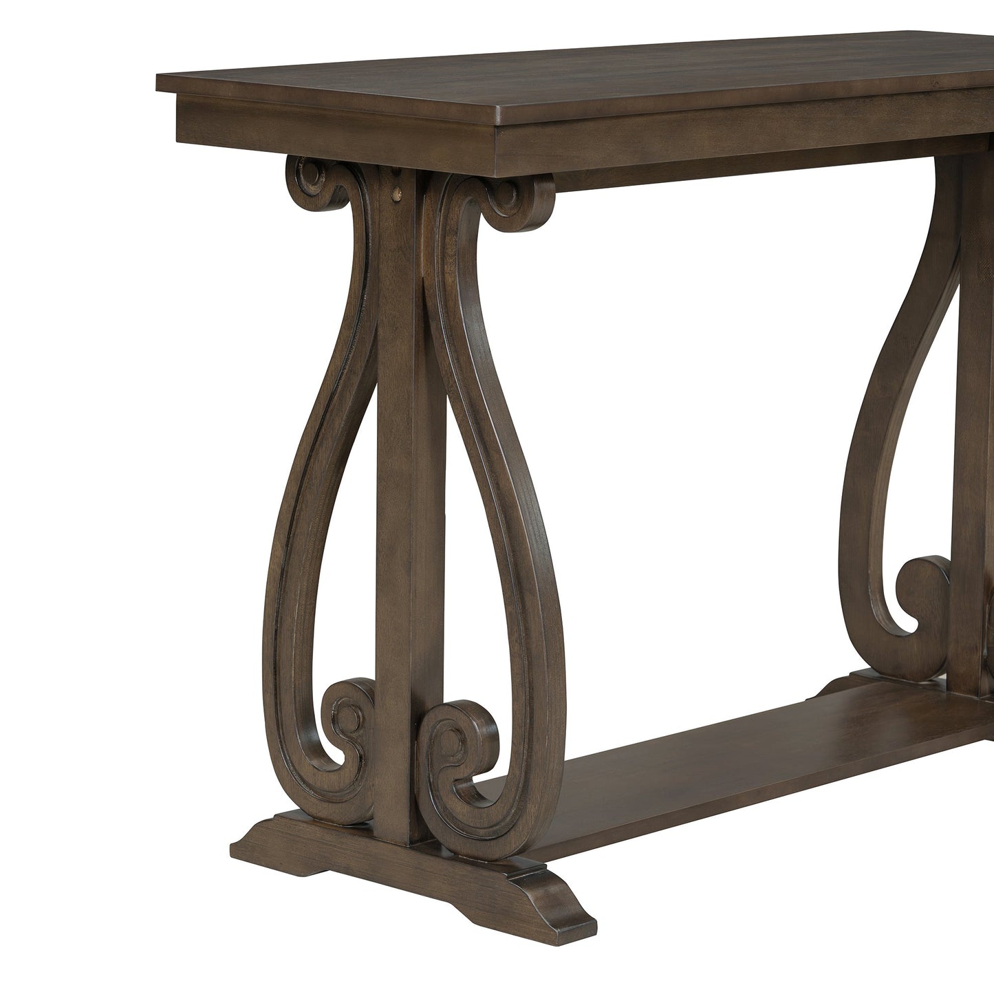 48-Inch Rustic Vintage Console Table --- Farmhouse Style Entryway Table with Open Shelf and Sturdy Construction (Walnut) - Korvel