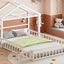 Wooden Full Size Children's Bed with Detachable Headboard and Integrated Clothes Drying Rack, White - Korvel