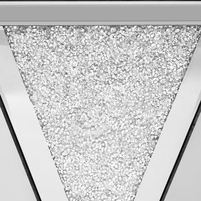 U-Can 13.8'' Silver Square Mirrored End Table, Modern Side Table with Crushed Diamond for Living Room, No Assembly Required - Korvel