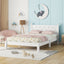 Twin Bed with Button-Decoration Headboard, with Bed Slats,White - Korvel