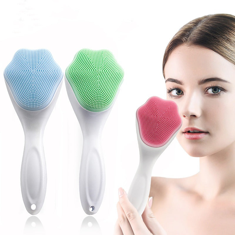 Cat Claw Face Wash Brush Silicone Long Handle Cat Claw Brush Soft Silicone Pore Cleaning Brush Facial Cleanser - Korvel