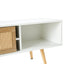 55.12" Rattan TV cabinet double sliding doors for storage adjustable shelf solid wood legs TV console for living room  White - Korvel