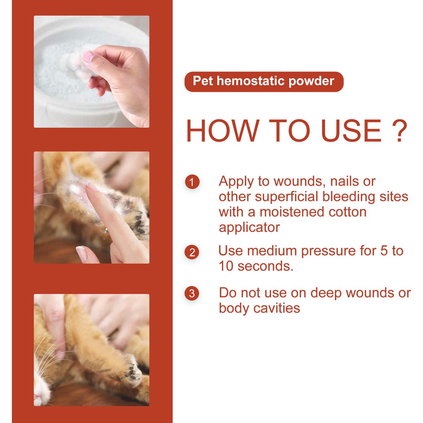 Poudre hémostatique premium pour animaux de compagnie pour les soins des blessures