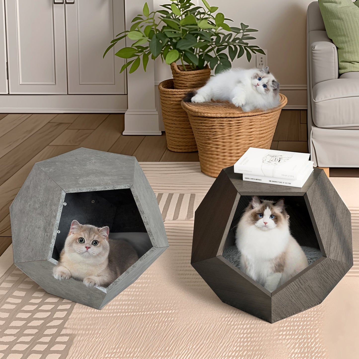 25.98'' Modern Pet Furniture Cat Litter, Sofa Side Table, Planter MDF Multifunctional Furniture, Burmese Sumac - Korvel
