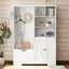 Multi-functional Hall Tree with Storage Shelves Drawers Cabinet Elegant Hallway Shoe Cabinet with Bench Modern Coat Rack White - Korvel