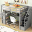 Twin Size Loft Bed with Desk and Shelves Two Built-in Drawers, Storage Staircase Gray - Korvel