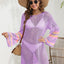 Openwork Contrast Long Sleeve Cover-Up
