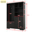 Multi-functional Hall Tree with Storage Shelves Drawers and Cabinet, Elegant Hallway Shoe Cabinet with Bench Modern Black - Korvel