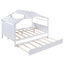 Wood Full Size House Bed with Twin Size Trundle and Storage  White - Korvel
