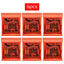 6 sets of Ernie Ball Slinky guitar strings (models 2003, 2215, 2223, 2221, nickel - wound) for electric & acoustic guitars - Korvel