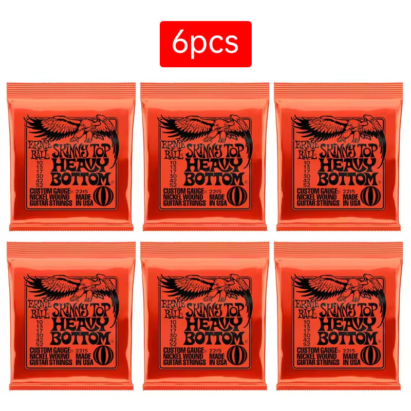 6 sets of Ernie Ball Slinky guitar strings (models 2003, 2215, 2223, 2221, nickel - wound) for electric & acoustic guitars - Korvel
