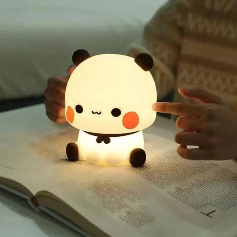 Cute Panda Night Light LED Squishy Novelty Animal Touch Night Lamp 3 Modes Dimmable Baby kids Bedroom Night light Pat Lamp - Korvel