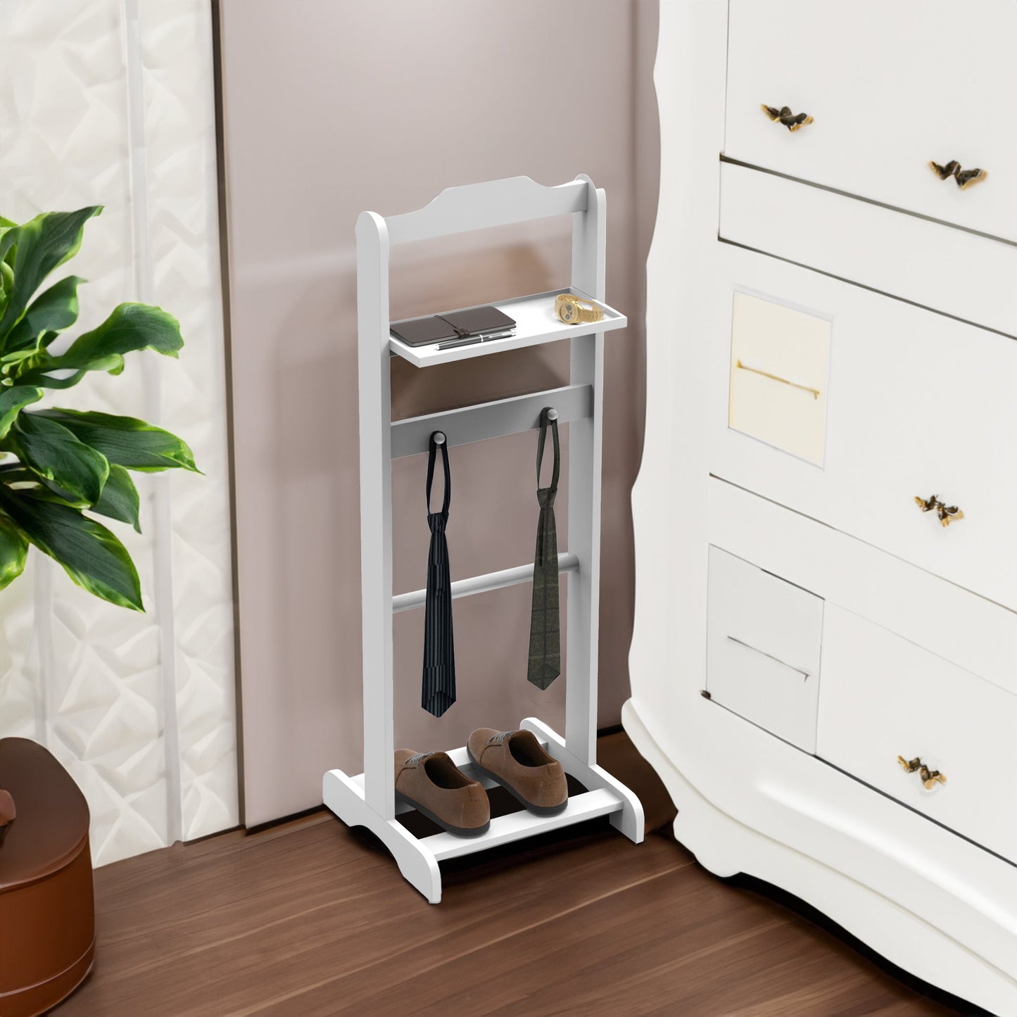 Accent Portable Garment Rack with Storage Organizer - White Finish