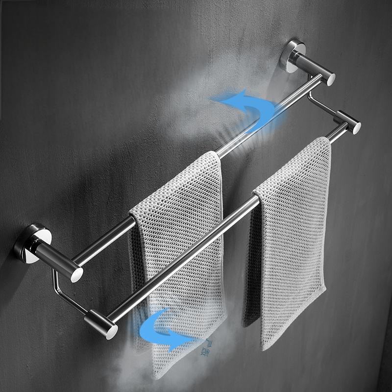 304 stainless steel towel rack, non perforated, bathroom towel double pole hanging rack, household towel rack - Korvel