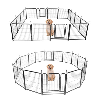 16 Panels Dog Playpen for outdoor,yard,camping,24"Height dog fence with 2 doors. - Korvel