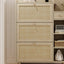 Natural Bohemian style shoe cabinet with 3 rattan flip drawers, 3 square shelves, and 1 storage drawer,  Natural - Korvel