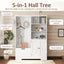 Multi-functional Hall Tree with Storage Shelves Drawers Cabinet Elegant Hallway Shoe Cabinet with Bench Modern Coat Rack White - Korvel