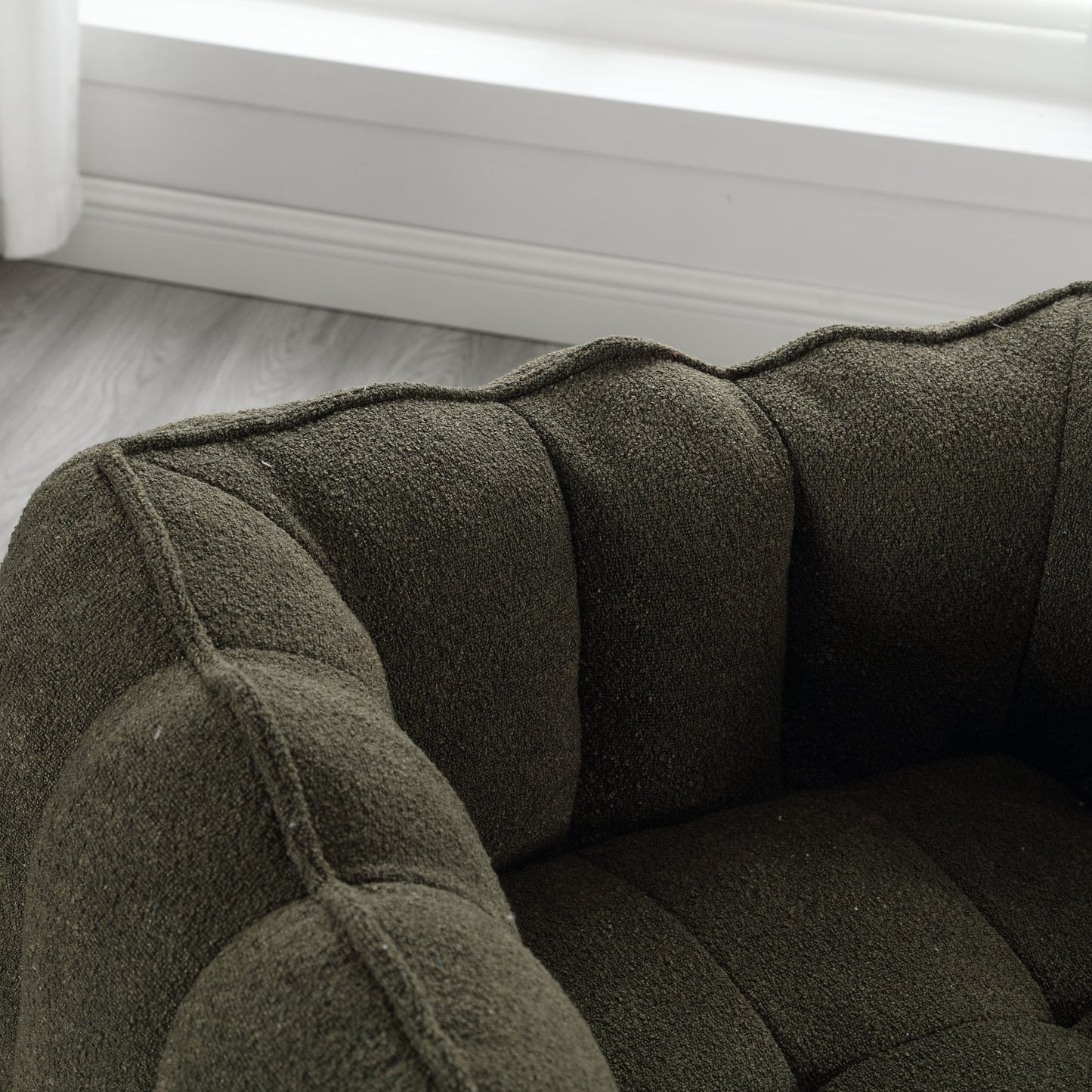 Soft Bean Bag Chair with High Resilient Foam(Chips)for living room and bedroom,Comfortable Square Lazy Sofa with Footstool - Korvel