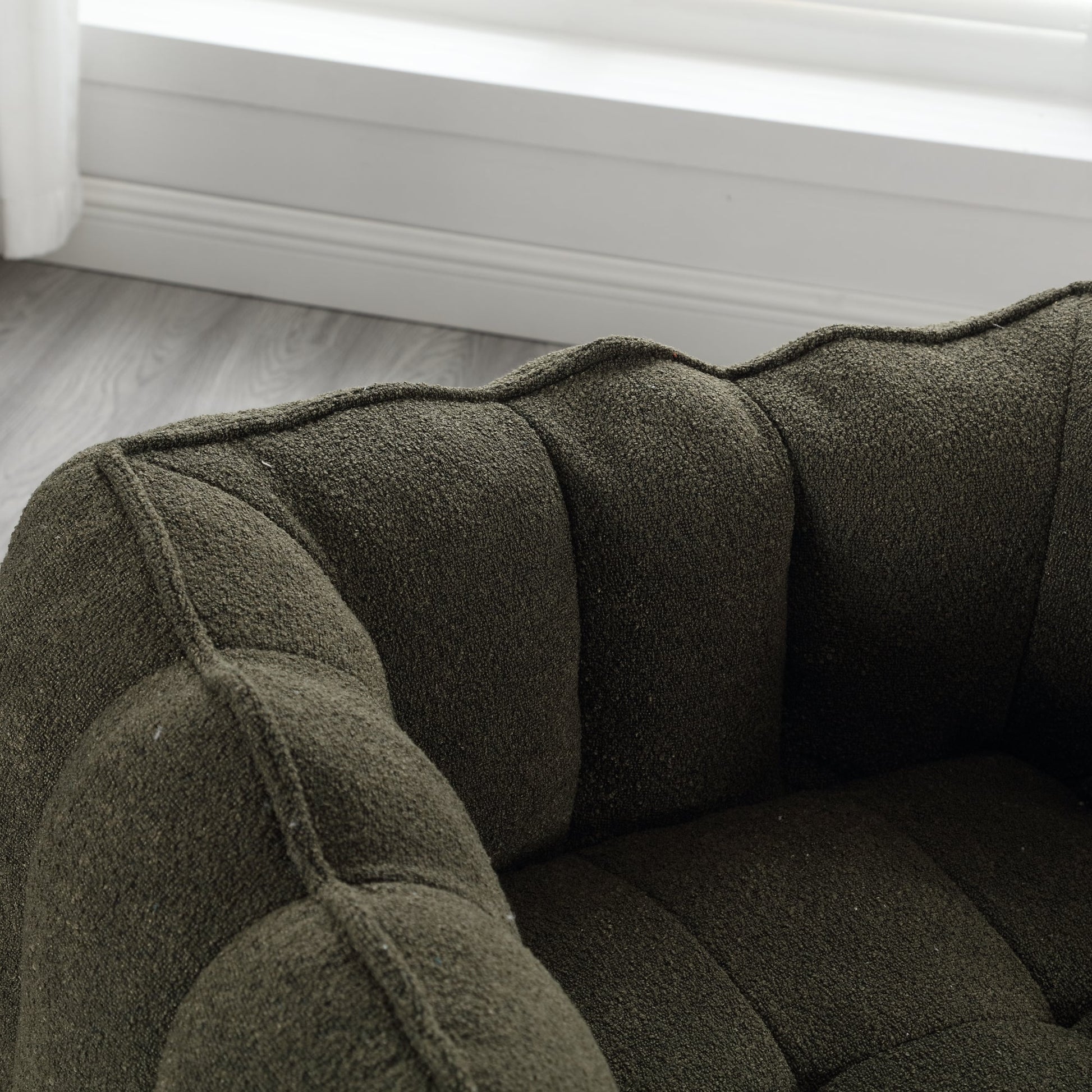 Soft Bean Bag Chair with High Resilient Foam(Chips)for living room and bedroom,Comfortable Square Lazy Sofa with Footstool - Korvel