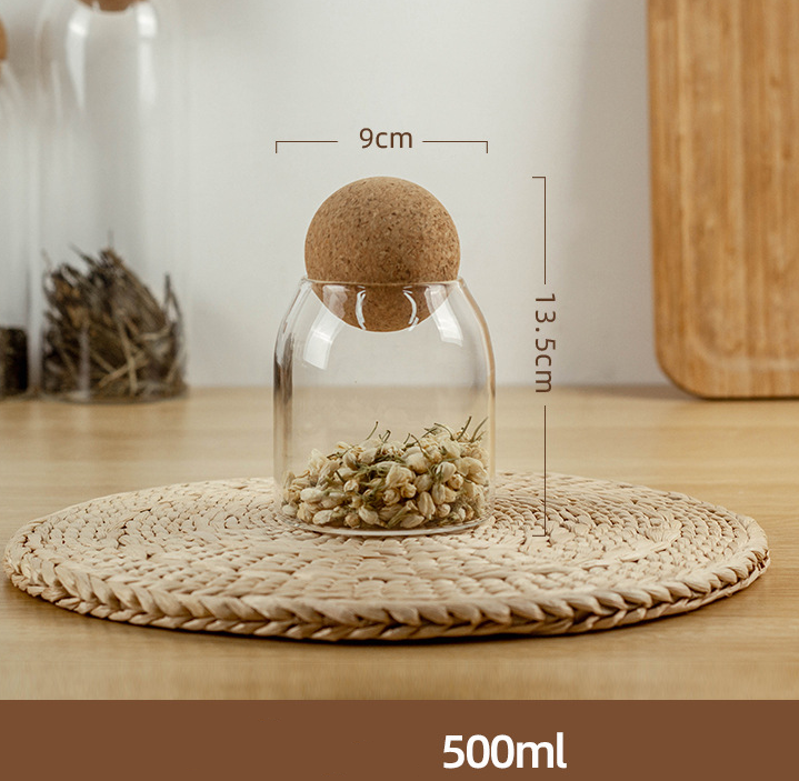 Food Storage Glass Jar with Wood Lid Ball Clear - Korvel