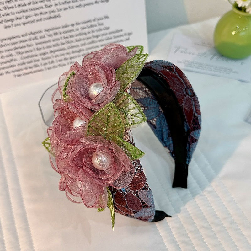 Fashionable handmade fabric exaggerated flower headwear - Korvel