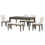TOPMAX 6-Piece Dining Table Set with Upholstered Dining Chairs and Bench Farmhouse Style Tapered Legs Dark Gray+Beige - Korvel