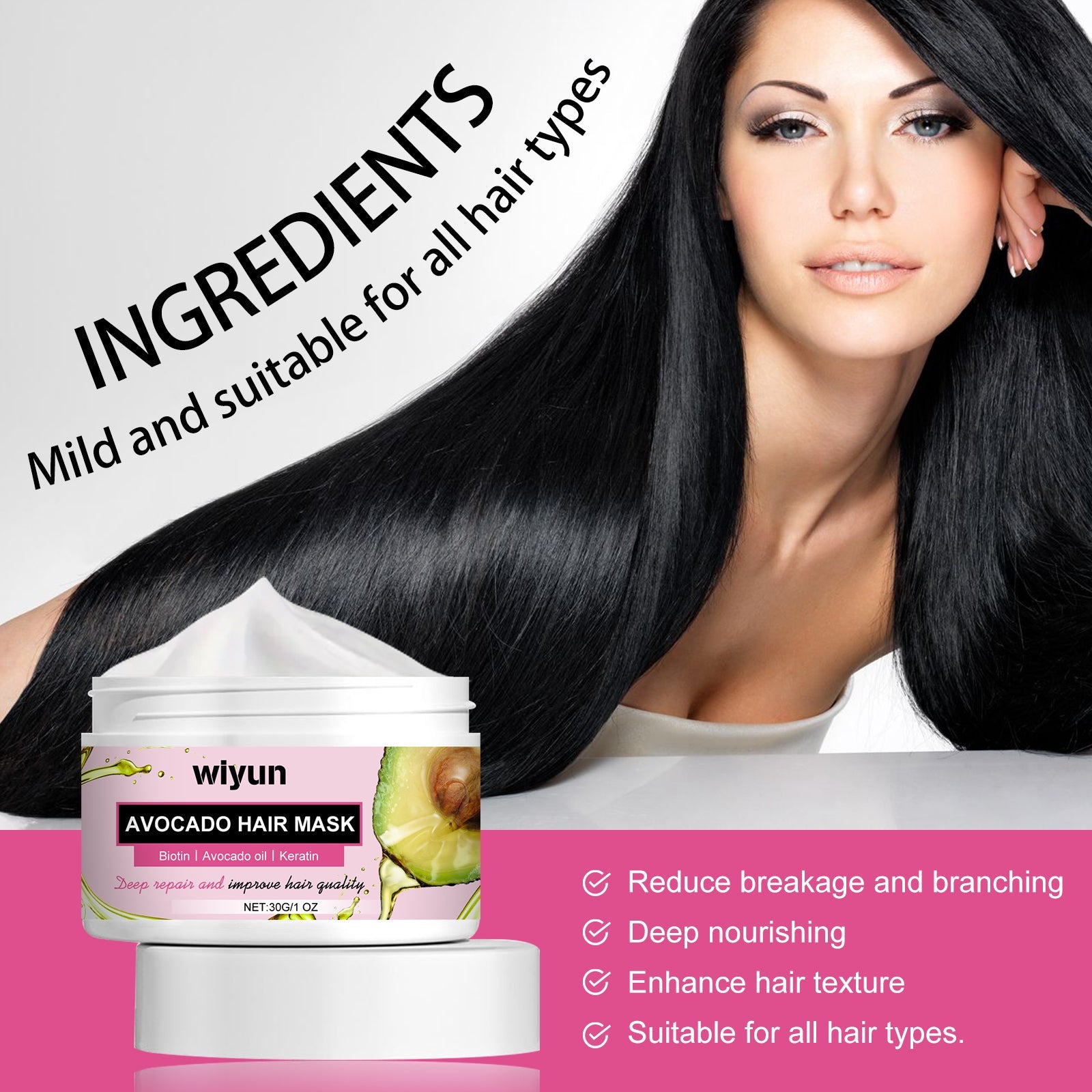 Avocado Hair Mask, Moist Smooth Hair Repair Damaged Hair Tail Hair Dry Short-Tempered Membrane - Korvel