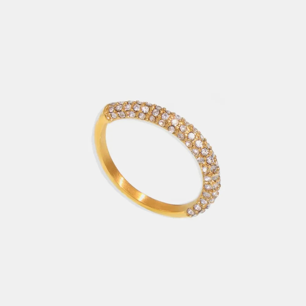Zircon Light Luxury Ring Stainless Steel PVD Plated Finger Ring Jewelry - Korvel
