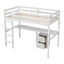 Twin Loft Wood Bed with Under-bed, Built-in Desk, a Storage Cabinet of 2 Drawers, Guardrails, Ladder,White - Korvel