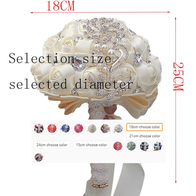 Artificial Wedding Bouquets Hand Made Flower Rhinestone Bridesmaid Crystal Bridal Wedding Bouquet - Korvel