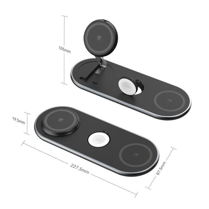Foldable wireless convenient 3-in-1 magnetic wireless fast charging suitable for Apple 3-in-1 wireless charging - Korvel