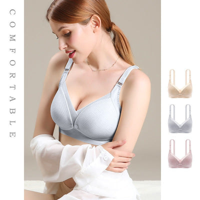 Nursing Underwear Maternity Underwear Front Open Buckle Thin Seamless Bra Cotton Lining Large Size Nursing Bra - Korvel