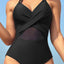 Traje de baño de una pieza con cuello halter entrecruzado
