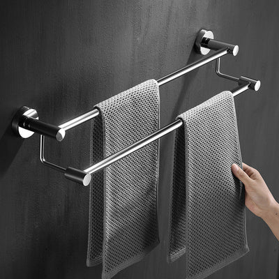 304 stainless steel towel rack, non perforated, bathroom towel double pole hanging rack, household towel rack - Korvel