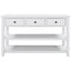 Retro Design Console Table with Two Open Shelves, Pine Solid Wood Frame and Legs for Living Room (Antique White) - Korvel