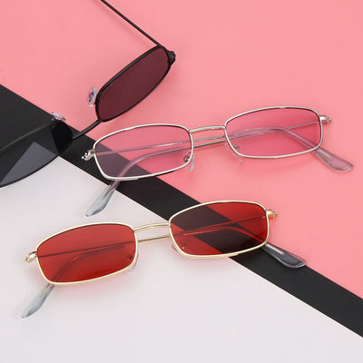 Candy Colors Metal Frame Rectangle Sunglasses Small Retro Shades UV400 Sun Glasses for Men Women Driving Eyewear Summer Goggles - Korvel