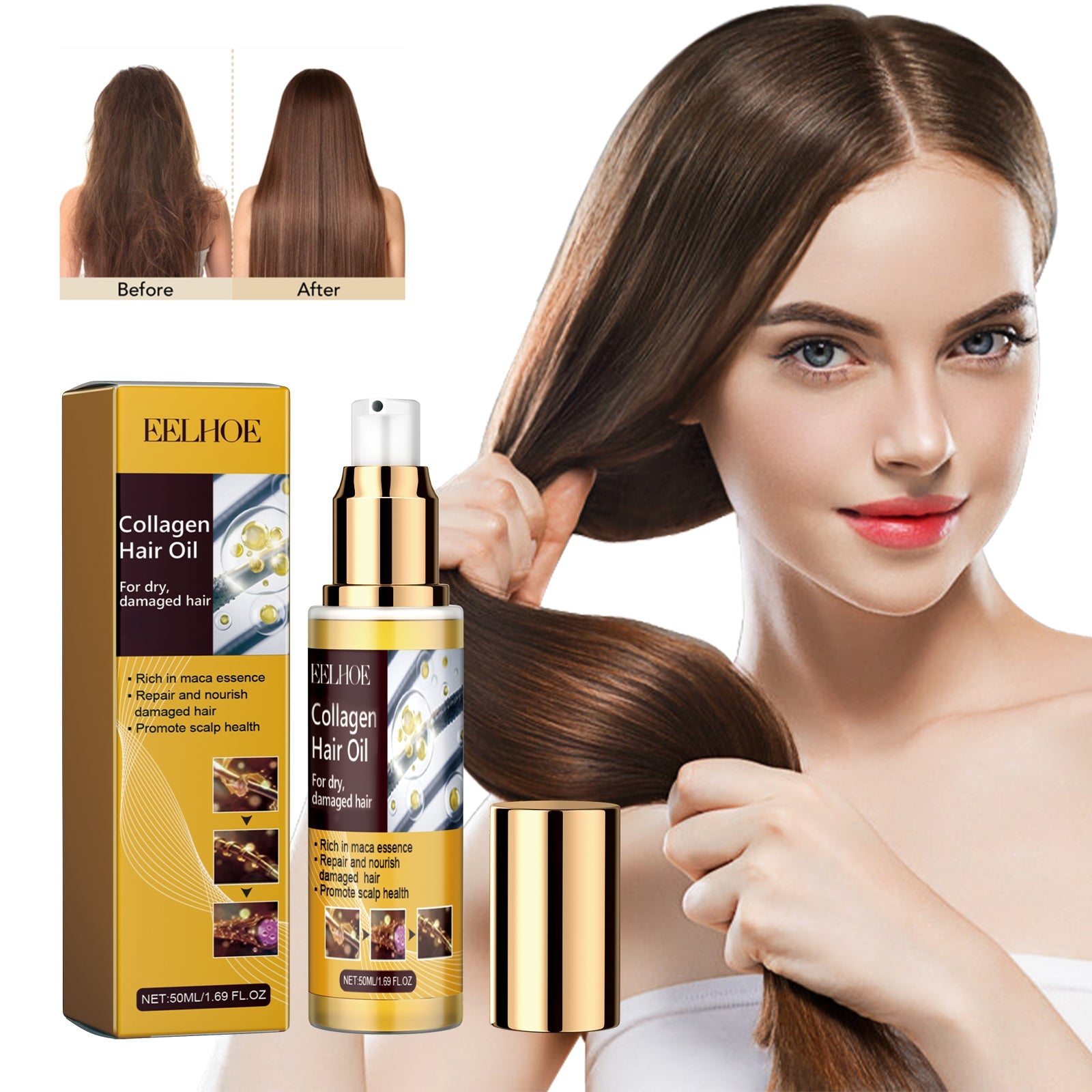 Maca Essence Repair Collagen, Repair Bifurcate Improve Hair Moist Smooth The Hair Essence - Korvel