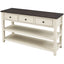 Table Console Rétro avec Étagères Ouvertes - Espresso et Beige