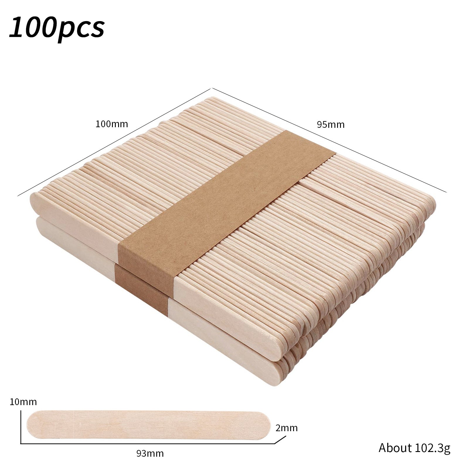 100-Piece Bag of Disposable Wooden Sticks for Hair Removal Waxing and Scraping Tools - Korvel