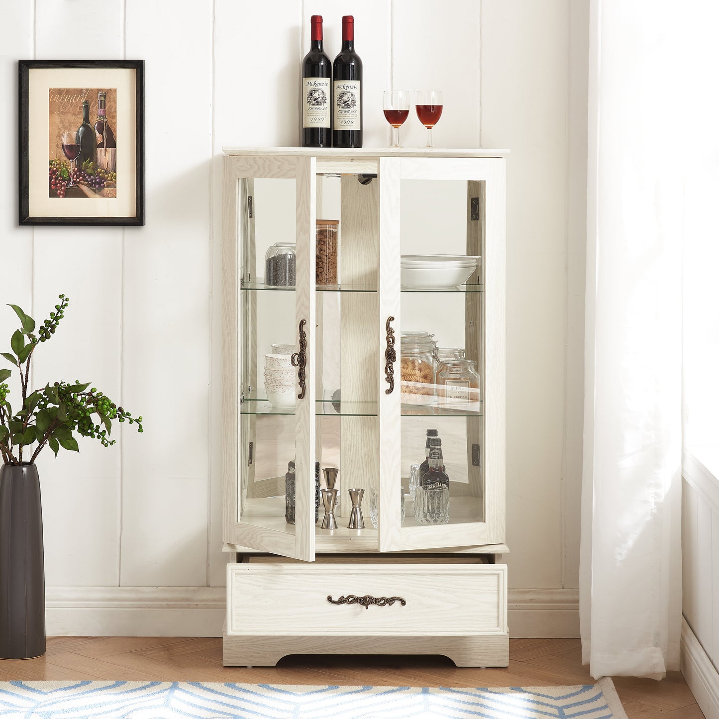 Elegant Lighted Curio Display Cabinet with Adjustable Shelves
