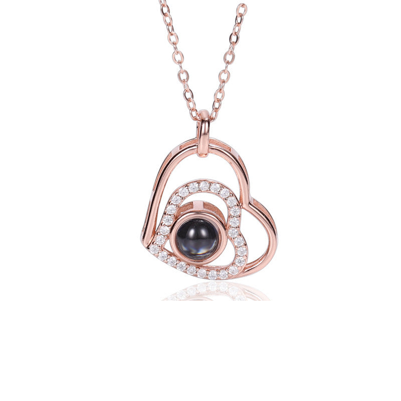 100 languages, I love you necklace, nano projection, customized color images, photos, text, love for Europe and America - Korvel
