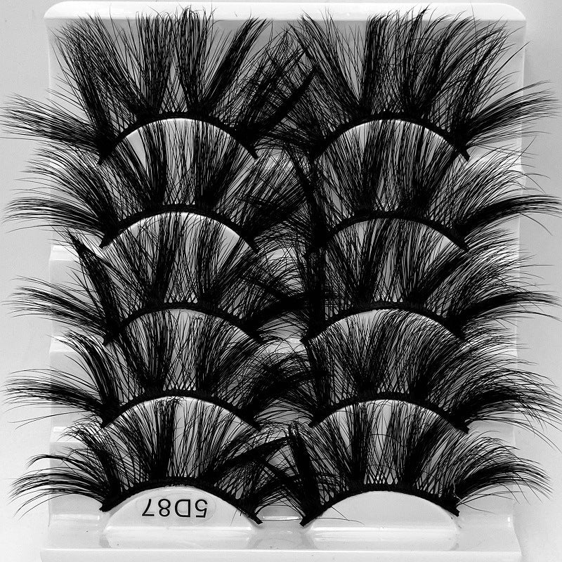 5D 25mm 5 Pairs Mink Eyelashes Multi-Layer Lengthening Thick Thickened False Eyelashes - Korvel