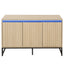 Engraved 3-door side panel with LED, self-service cabinet storage cabinet, modern coffee bar cabinet with adjustable shelf - Korvel