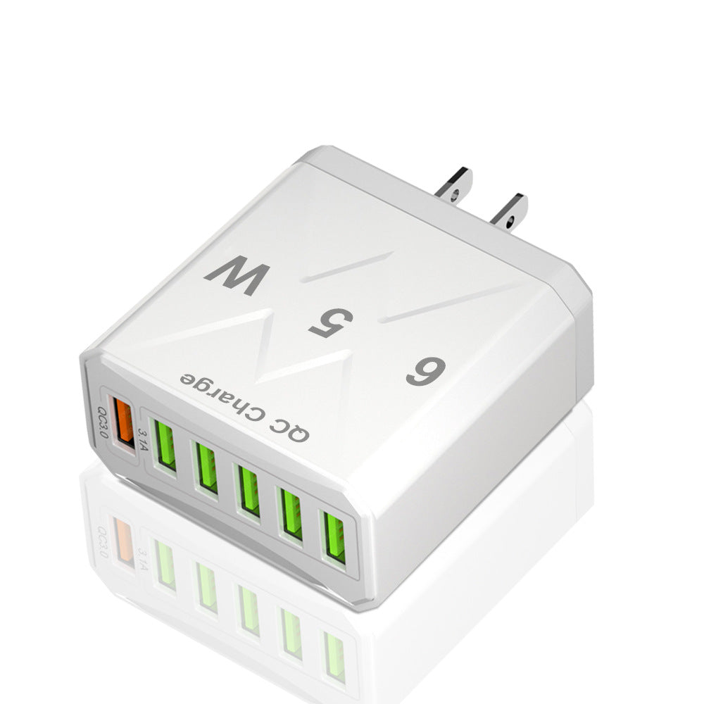 Standard 65W fast charging Korean standard mobile phone charger 6USB multi port fast charging head travel charger - Korvel