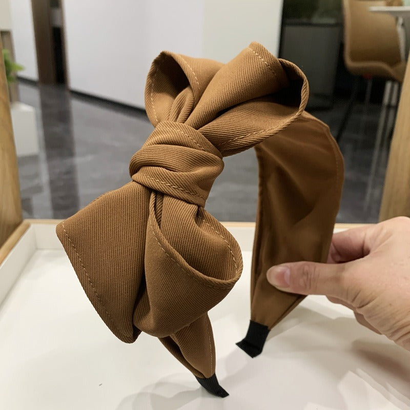 Black multi-layer bow with wide edge headband - Korvel