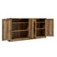 65-Inch Rustic Oak Color Faux Rattan Sideboard, Barn Door Rustic Style Sideboard, Living Room, Entryway, Bedroom - Korvel