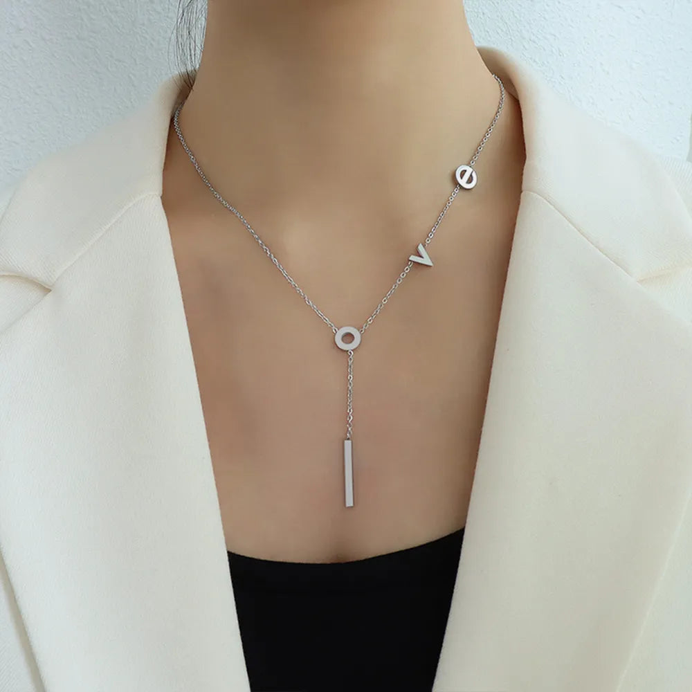 Titanium Steel Letter Necklace - Korvel