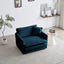 Comfy Deep Single Seat Sofa Armchair in Blue Chenille